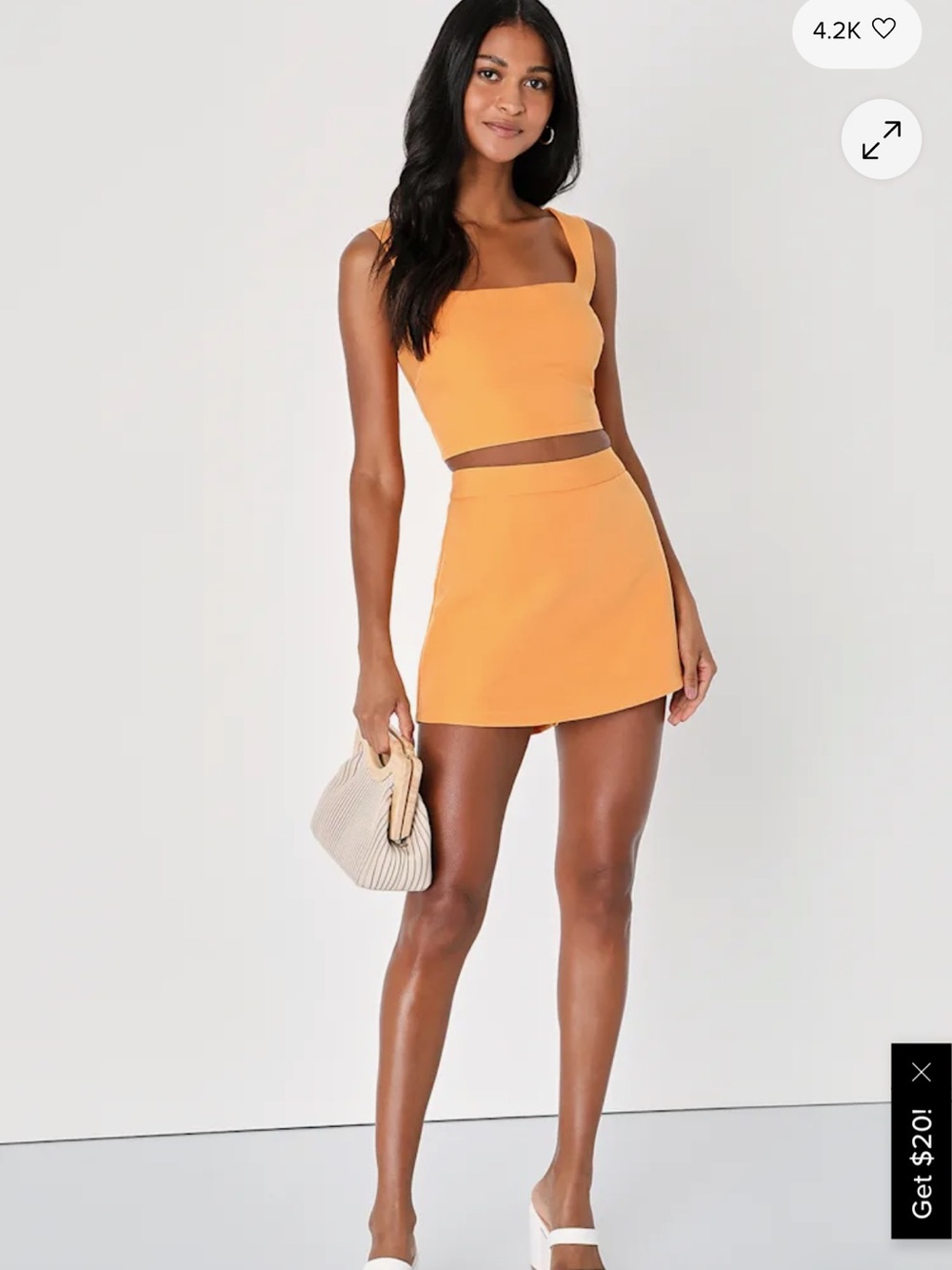 Lulu's Golden Orange Square-Neck Mini Dress